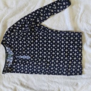 Ralph Lauren Navy and White Geometric Top